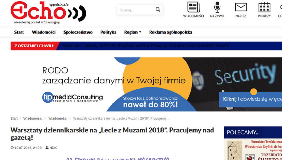 LzM | Echo: Warsztaty dziennikarskie na „Lecie z Muzami 2018”. Pracujemy nad gazetą!